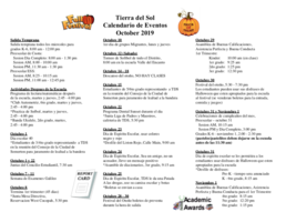 October 2019 Calendar of Events - Spanish
