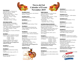 November 2019 Calendar of Events