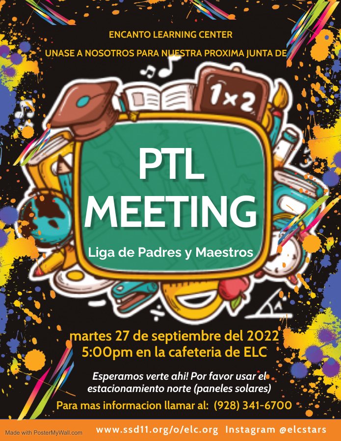 PTL Meeting/Junta de Liga de Padres y Maestros